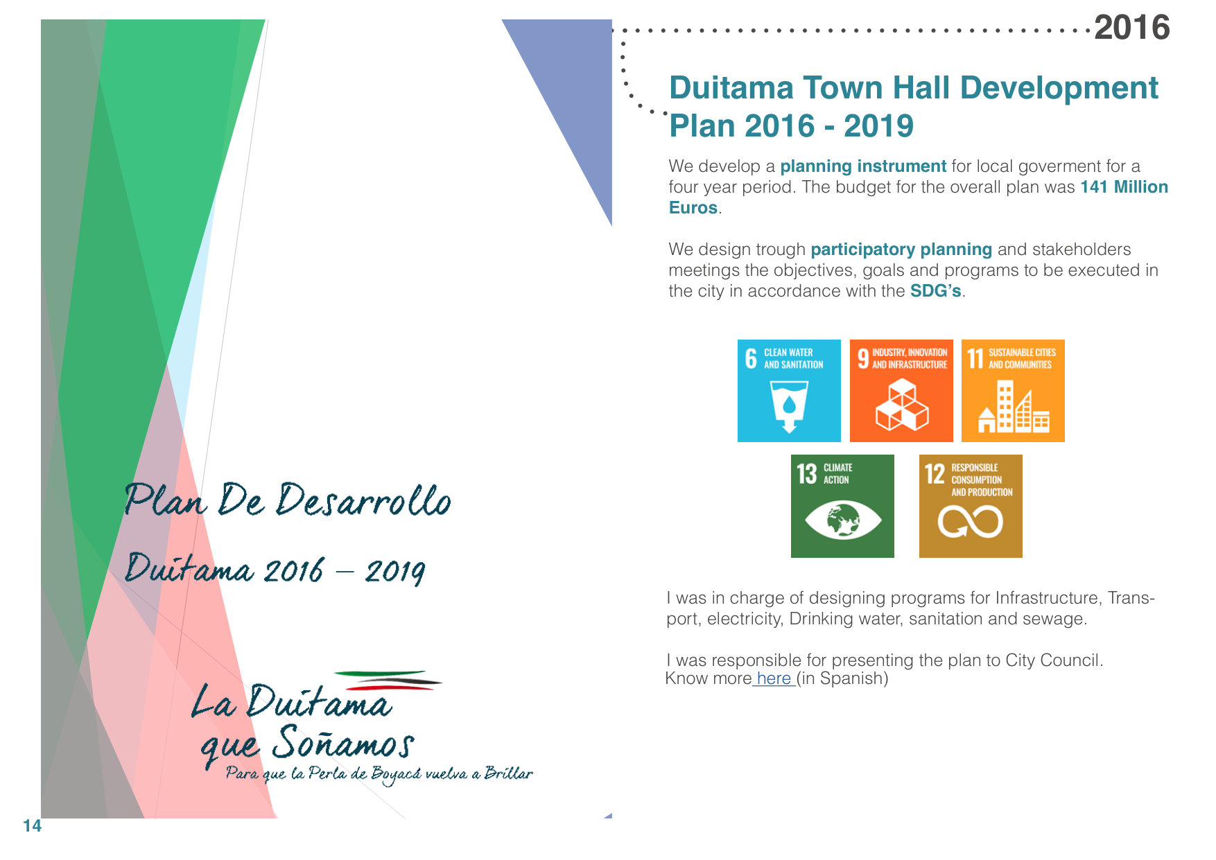 Duitama Town Hall Development Plan 2016–2019